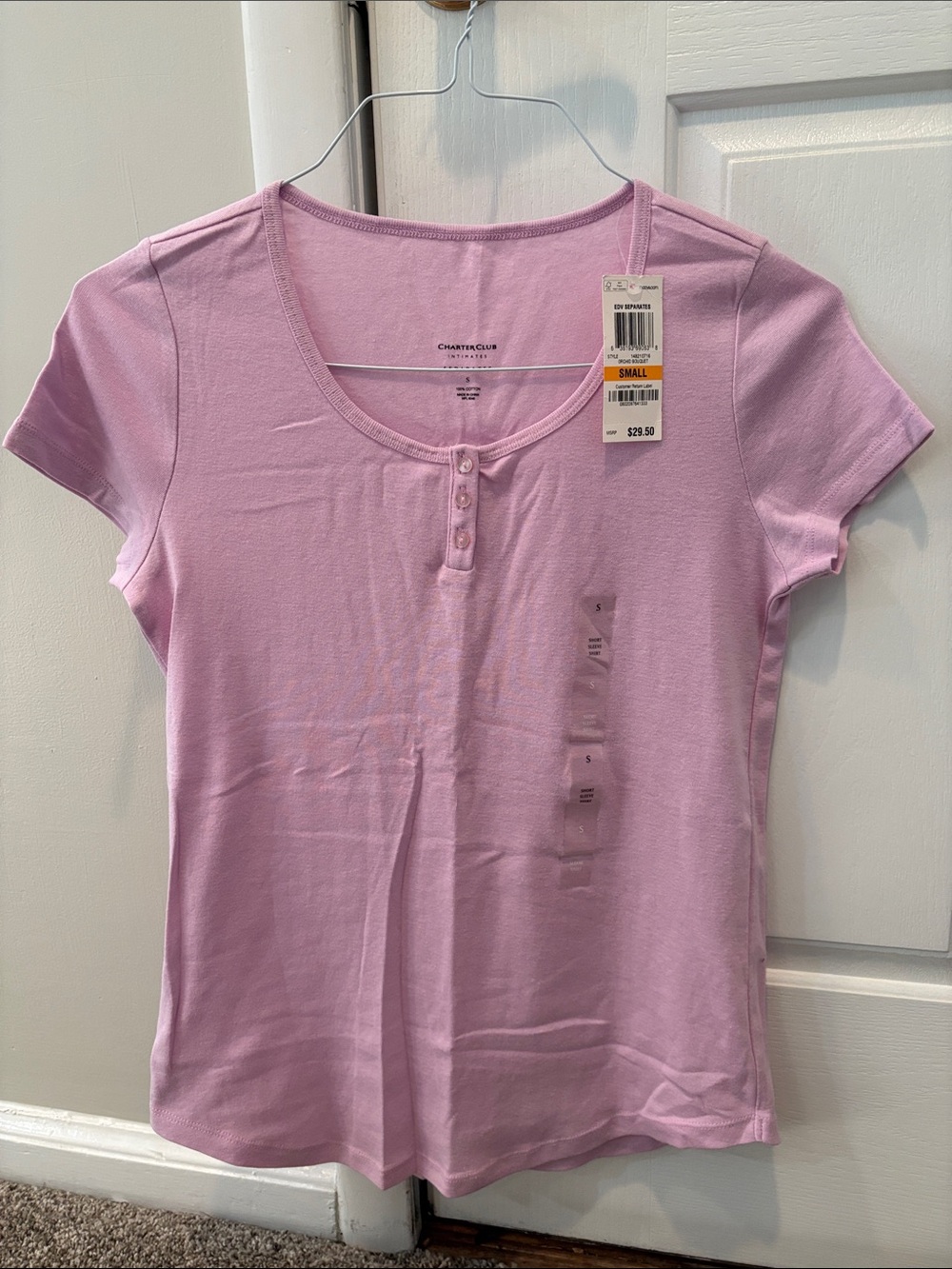NWT Charter Club Lilac Short-Sleeve Henley Intimates